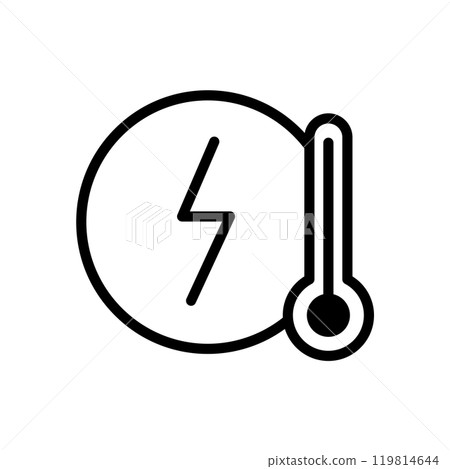 熱能圖標。高溫轉化為電能。 119814644
