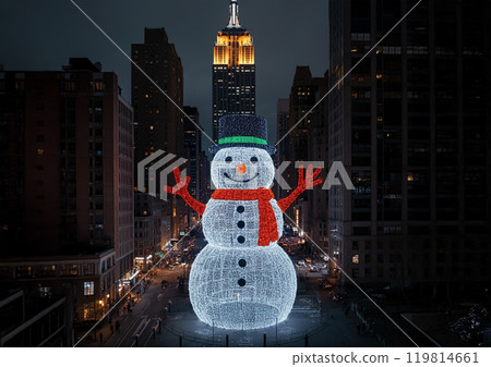 Christmas snowman illumination image Christmas snowman illumination image 119814661