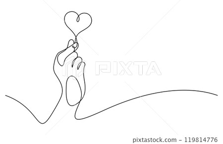 finger heart hand sign gesture one line continuous minimalist finger heart hand sign gesture one line continuous minimalist 119814776