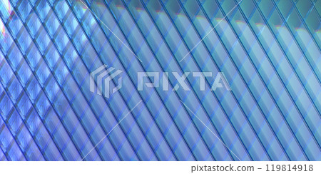 3d abstract glass rhombus pattern on blue background render. Crystal tile wall with hologram gradient texture, rainbow light effect. Translucent surface, acrylic or plastic wallpaper. 3D illustration 3d abstract glass rhombus pattern on blue background render. Crystal tile wall with hologram gradient texture, rainbow light effect. Translucent surface, acrylic or plastic wallpaper. 3D illustration 119814918