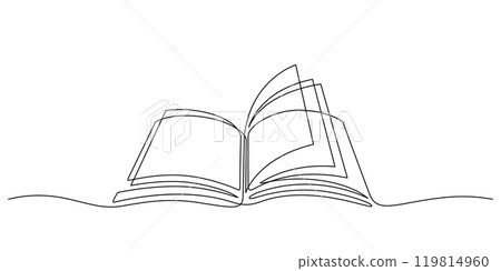 book opening pages one line drawing minimalist art book opening pages one line drawing minimalist art 119814960
