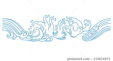 oriental ocean sea waves line art seamless pattern oriental ocean sea waves line art seamless pattern 119814972