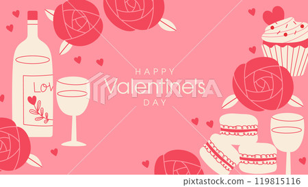 Valentine's Day Roses and Candy Background 119815116