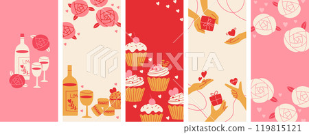 Valentine's Day Sweets and Roses Design Banner Set Valentine's Day Sweets and Roses Design Banner Set 119815121