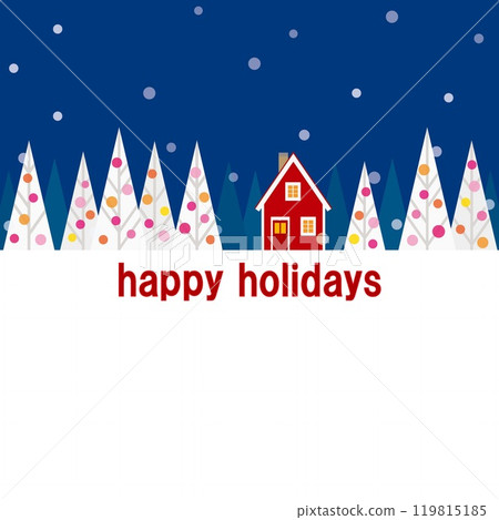 Happy Holidays Christmas Snow Scene 119815185