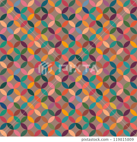 Ornament, geometric shapes of different colors, seamless pattern, illustration, vector Ornament, geometric shapes of different colors, seamless pattern, illustration, vector 119815809