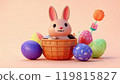 Easter egg and rabbit illustration 119815827
