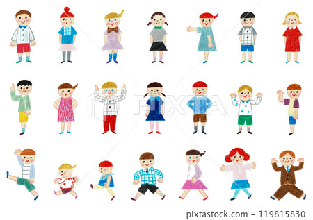 Hand-drawn illustrations of people in various poses 119815830