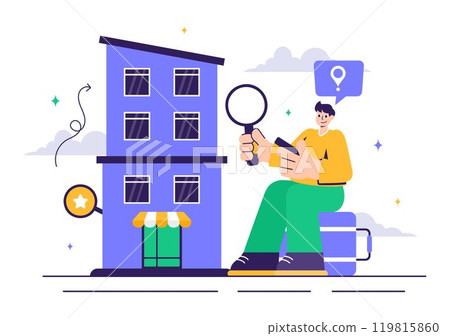 Hotel Reviews Vector Illustration featuring Rating Services, User Satisfaction, and Customer Experiences in a Flat Style Cartoon Background 119815860