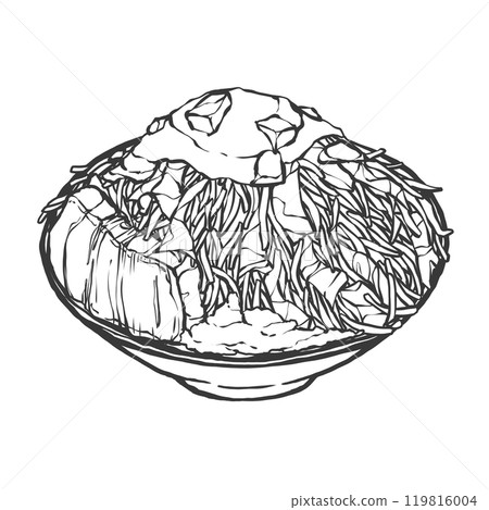 大份量拉麵的手寫筆畫風格插圖 大份量拉麵的手寫筆畫風格插圖 119816004