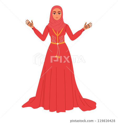 Muslim Bride on Henna Night. Henna Mehndi art in arabic culture. Traditional turkish wedding 119816428