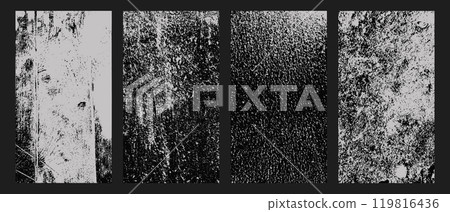 Collection of grunge textures with flecks and particles. Noise backgrounds. Vector illustration for posters, covers and other designs. 119816436
