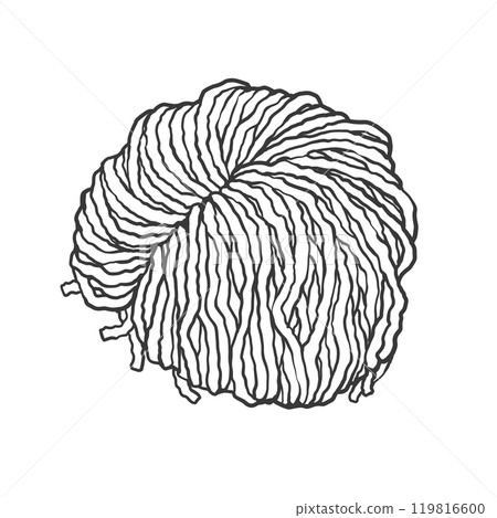 Hand-drawn illustration of thick, curly noodles Hand-drawn illustration of thick, curly noodles 119816600