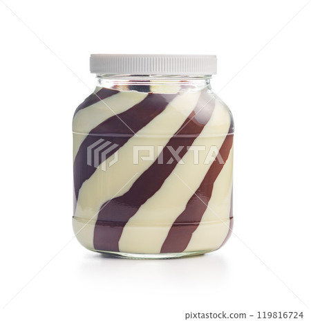 Chocolate cream spread isolated on white background. Chocolate cream spread isolated on white background. 119816724