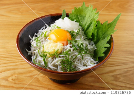 Pot-fried shiitake on rice 119816786