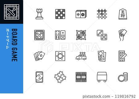 棋盤遊戲簡單的線條圖標 119816792