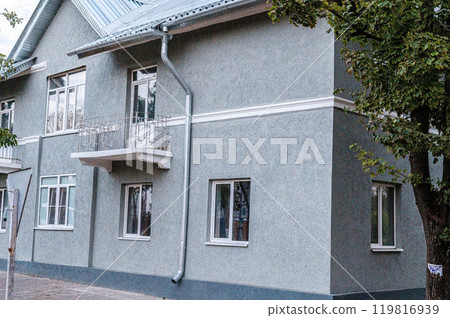 Restoration of the city after military actions. End of the war - repair and construction of buildings and houses Restoration of the city after military actions. End of the war - repair and construction of buildings and houses 119816939