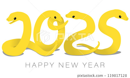 Reiwa 7 Year of the Snake New Year's Card 2025 drawn with snake characters 119817128
