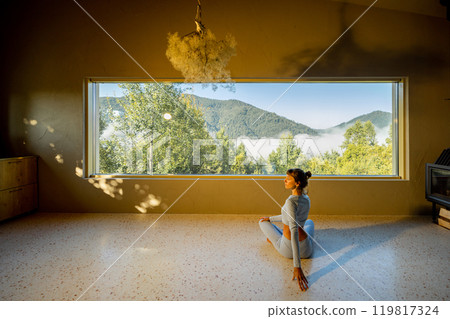 Morning Meditation with a Mountain View Morning Meditation with a Mountain View 119817324