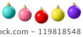 3D rendering, Set of colorful ornaments Christmas ball for decoration mock up, isolated on white background. 119818548