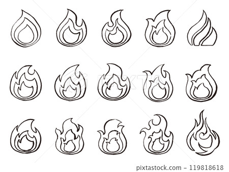 用畫筆和墨水繪製的火焰/火線圖插圖集 B 119818618