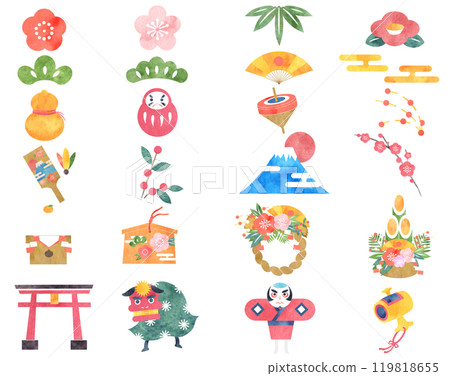 New Year watercolor texture icon 119818655