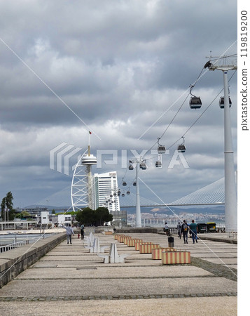 Cable car in the city of Lisbon 119819200