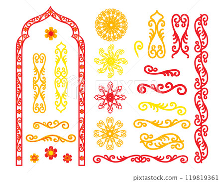 Decorative arch and ornament design elements vector set Decorative arch and ornament design elements vector set 119819361