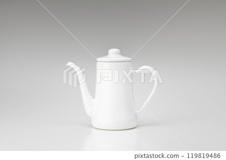 white enameled coffee pot 119819486
