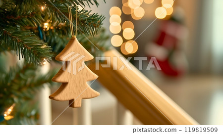 Christmas tree ornaments texture 119819509