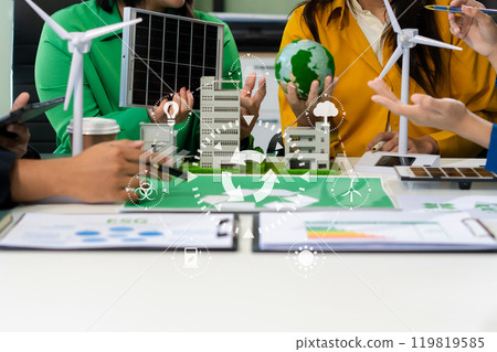 Sustainable development with renewable energy solutions, ecology concept, green business. 119819585