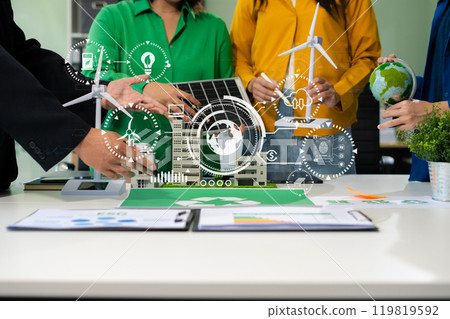 Sustainable development with renewable energy solutions, ecology concept, green business. 119819592