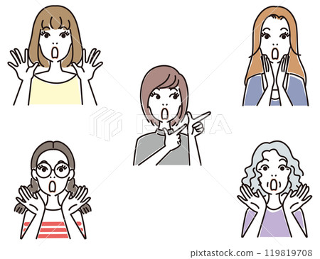 Various facial expressions for women Various facial expressions for women 119819708