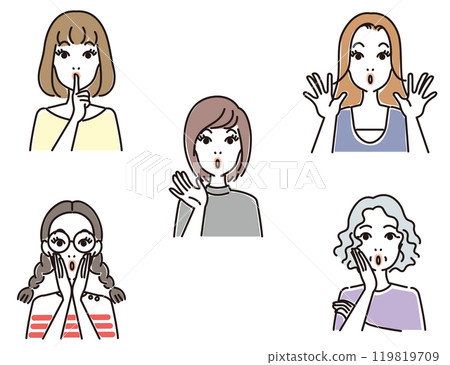 Various facial expressions for women Various facial expressions for women 119819709