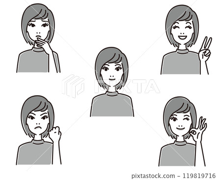 成年女性臉部表情集 119819716