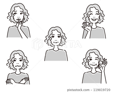 高級女性的面部表情集 高級女性的面部表情集 119819720