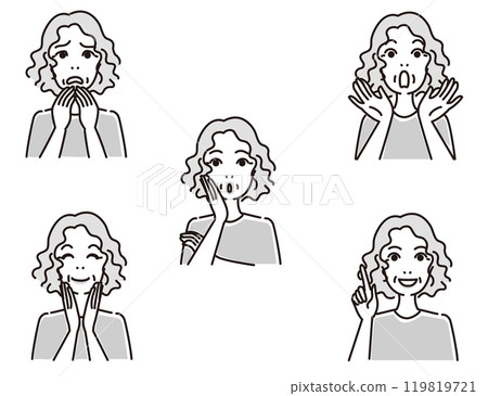 Senior women's facial expression set 119819721