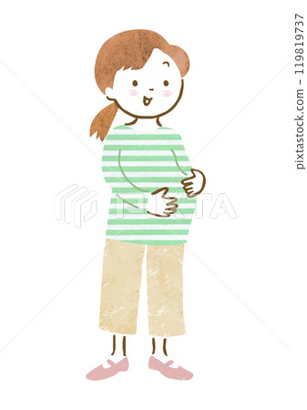 Full-body hand-drawn illustration of a pregnant woman Full-body hand-drawn illustration of a pregnant woman 119819737