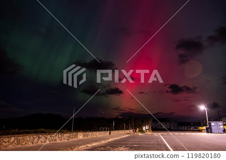 The Aurora Borealis, the northern lights, showing up in Portnoo, County Donegal, Ireland. The Aurora Borealis, the northern lights, showing up in Portnoo, County Donegal, Ireland. 119820180