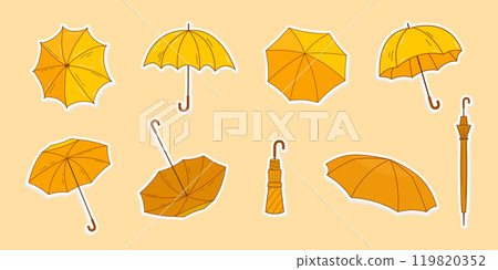 Simple yellow umbrella element set collection. 119820352