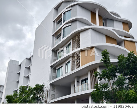 Detailed view of windows, doors and balconies of city buildings Detailed view of windows, doors and balconies of city buildings 119820462