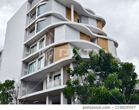 Detailed view of windows, doors and balconies of city buildings Detailed view of windows, doors and balconies of city buildings 119820507