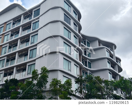 Detailed view of windows, doors and balconies of city buildings Detailed view of windows, doors and balconies of city buildings 119820615