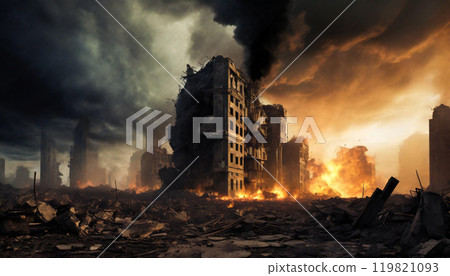 Post-apocalyptic world scenery, Generative AI, AI images Post-apocalyptic world scenery, Generative AI, AI images 119821093