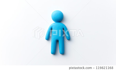 一個簡單的不露面藍色娃娃的 3D 插圖 一個簡單的不露面藍色娃娃的 3D 插圖 119821168