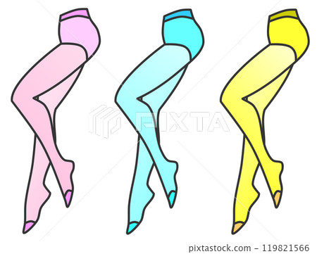 A collection of sample colors and types of stockings worn by women 119821566