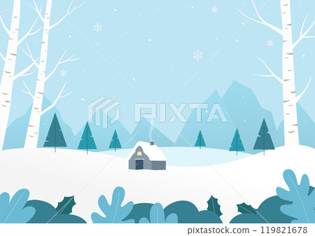 Vector illustration of winter landscape. 119821678