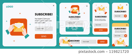 UX Design Business Set with Subscribe Window and Envelope Icon, Modern Pack in a vector illustration UX Design Business Set with Subscribe Window and Envelope Icon, Modern Pack in a vector illustration 119821720