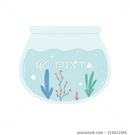 Vector illustration of a round aquarium. 119821980