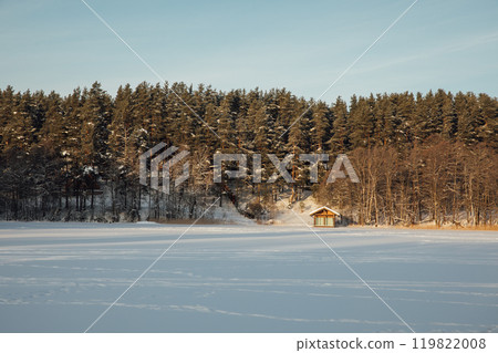 Lonely house in a winter snowy forest Lonely house in a winter snowy forest 119822008